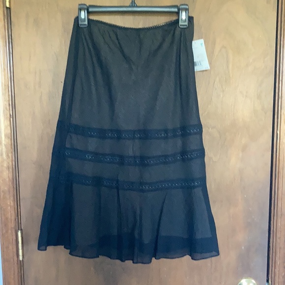 Vintage Y2K boho elasticwaist skirt crochet like detail size 6P - Picture 13 of 15